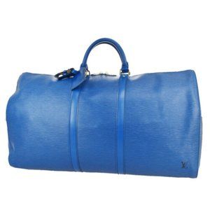 LOUIS VUITTON Keepall 55 Travel Hand Bag Epi Leather Blue
